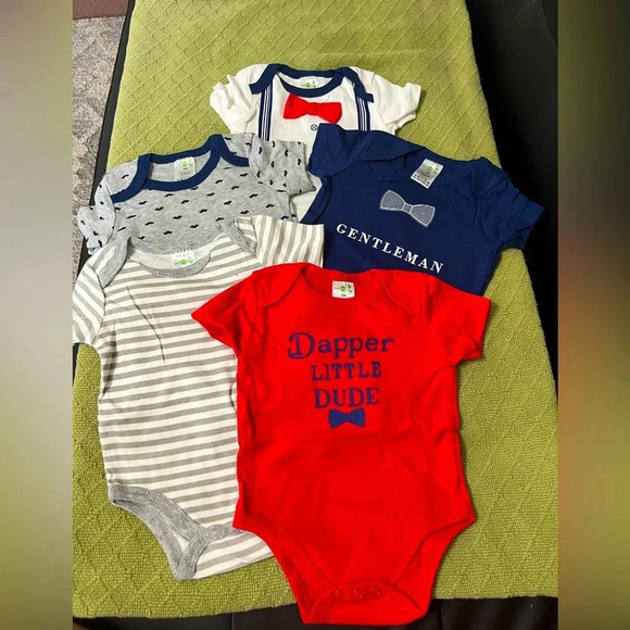 NWT Lot Set of 5 baby boy onesies, 3 mo, red blue - Picture 1 of 7
